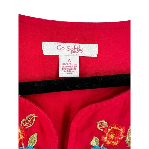Go Softly Patio Robe‎ Housedress Womens Small Housecoat Embroidered Grannycore - Picture 6 of 13